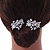 Bridal/ Wedding/ Prom/ Party Set Of 2 Rhodium Plated Clear Austrian Crystal Glass Pearl Floral Hair Pins - 70mm L - view 3