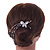 Bridal/ Prom/ Party Clear Crystal Butterfly Side Hair Comb In Silver Tone - 80mm Across - view 2