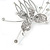 Bridal/ Prom/ Party Clear Crystal Butterfly Side Hair Comb In Silver Tone - 80mm Across - view 4