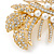 Bridal/ Wedding/ Prom/ Party Gold Plated Clear Austrian Crystal Glass Pearl Floral Side Hair Comb - 80mm - view 7