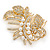 Bridal/ Wedding/ Prom/ Party Gold Plated Clear Austrian Crystal Glass Pearl Floral Side Hair Comb - 80mm - view 2