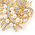 Bridal/ Wedding/ Prom/ Party Gold Plated Clear Austrian Crystal Glass Pearl Floral Side Hair Comb - 80mm - view 5