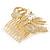 Bridal/ Wedding/ Prom/ Party Gold Plated Clear Austrian Crystal Glass Pearl Floral Side Hair Comb - 80mm - view 4