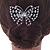Bridal/ Prom/ Wedding/ Party Rhodium Plated Clear Austrian Crystal Open Butterfly Side Hair Comb - 70mm W - view 3