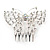 Bridal/ Prom/ Wedding/ Party Rhodium Plated Clear Austrian Crystal Open Butterfly Side Hair Comb - 70mm W