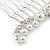 Mini Bridal/ Prom/ Party White Glass Pearl Crystal Leas Hair Comb In Silver Tone - 40mm Across - view 4
