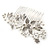 Bridal/ Wedding/ Prom/ Party Rhodium Plated Clear Austrian Crystal Glass Pearl Floral Side Hair Comb - 90mm - view 2