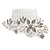 Bridal/ Wedding/ Prom/ Party Rhodium Plated Clear Austrian Crystal Glass Pearl Floral Side Hair Comb - 90mm - view 6