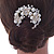 Clear Austrian Crystal, Glass Pearl Floral Side Hair Comb In Antique Gold Tone - 55mm - view 3