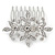 Bridal/ Wedding/ Prom/ Party Rhodium Plated Clear Austrian Crystal Floral Side Hair Comb - 60mm Width