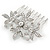 Bridal/ Wedding/ Prom/ Party Rhodium Plated Clear Austrian Crystal Floral Side Hair Comb - 60mm Width - view 6
