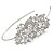 Statement Bridal/ Wedding/ Prom Rhodium Plated Clear Crystal Feather Motif Tiara Headband