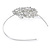 Statement Bridal/ Wedding/ Prom Rhodium Plated Clear Crystal Feather Motif Tiara Headband - view 4