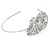 Statement Bridal/ Wedding/ Prom Rhodium Plated Clear Crystal Feather Motif Tiara Headband - view 5
