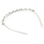 Bridal/ Wedding/ Prom Rhodium Plated White Glass Pearl, Clear Crystal Tiara Headband - view 4