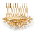 Bridal/ Wedding/ Prom/ Party Gold Plated Cluster White Simulated Pearl Bead and Austrian Crystal Hair Comb - 70mm - view 4