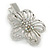 Clear Austrian Crystal Open Daisy Flower Hair Beak Clip/ Concord Clip/ Clamp Clip In Silver Tone - 60mm L - view 5