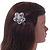 Clear Austrian Crystal Open Daisy Flower Hair Beak Clip/ Concord Clip/ Clamp Clip In Silver Tone - 60mm L - view 2