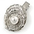 Clear Crystal, Pearl Hammered Shell Hair Beak Clip/ Concord Clip/ Clamp Clip In Silver Tone - 60mm L - view 3