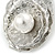 Clear Crystal, Pearl Hammered Shell Hair Beak Clip/ Concord Clip/ Clamp Clip In Silver Tone - 60mm L - view 4