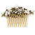 Vintage Inspired Clear Austrian Crystal White Glass Pearl Side Hair Comb In Gold Tone - 90mm - view 4