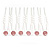 Bridal/ Wedding/ Prom/ Party Set Of 6 Pink  Austrian Crystal Hair Pins In Silver Tone - view 4