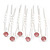 Bridal/ Wedding/ Prom/ Party Set Of 6 Pink  Austrian Crystal Hair Pins In Silver Tone