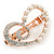 Clear Crystal, Glass Pearl  Open Assymetrical Heart Barrette Hair Clip Grip In Rose Gold Tone - 50mm Across - view 2
