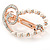 Clear Crystal, Glass Pearl  Open Assymetrical Heart Barrette Hair Clip Grip In Rose Gold Tone - 50mm Across - view 5