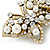 Vintage Inspired White Glass Pearl, Clear Crystal Butterfly Barrette Hair Clip Grip In Antique Gold Tone - 70mm Across - view 3