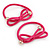 Two Piece Pink Bow with Gold Tone Bead Design Hair Elastic Set/ Ideal For School