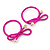 Two Piece Deep Pink Bow with Gold Tone Bead Design Hair Elastic Set/ Ideal For School