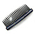 Black Acrylic With Blue/ AB Crystal Accent Hair Comb - 11cm - view 7