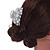 Small Bridal/ Prom/ Wedding Acrylic Flower, Faux Pearl Bead, Crystal Hair Claw In Silver Tone Metal - 60mm Across - view 3