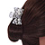 Small Bridal/ Prom/ Wedding Acrylic Flower, Faux Pearl Bead Crystal Bow Hair Claw In Silver Tone Metal - 60mm Across - view 3