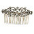 Vintage Inspired Clear Austrian Crystal Flowers and Twirls Side Hair Comb In Antique Gold Tone - 85mm