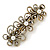 Vintage Inspired Antique Gold Open Cut Clear Crystal, White Glass Pearl Flower Barrette Hair Clip Grip - 85mm Across