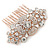 Bridal/ Wedding/ Prom/ Party Rose Gold Tone Clear Crystal Floral Hair Comb - 65mm - view 6