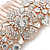 Bridal/ Wedding/ Prom/ Party Rose Gold Tone Clear Crystal Floral Hair Comb - 65mm - view 4