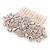 Bridal/ Wedding/ Prom/ Party Rose Gold Tone Clear Crystal Floral Hair Comb - 65mm - view 8