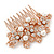 Bridal/ Wedding/ Prom/ Party Rose Gold Tone Clear Crystal, Simulated Pearl Floral Hair Comb - 75mm - view 6