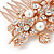 Bridal/ Wedding/ Prom/ Party Rose Gold Tone Clear Crystal, Simulated Pearl Floral Hair Comb - 75mm - view 4