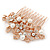 Bridal/ Wedding/ Prom/ Party Rose Gold Tone Clear Crystal, Simulated Pearl Floral Hair Comb - 75mm - view 8