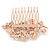 Bridal/ Wedding/ Prom/ Party Rose Gold Tone Clear Crystal, Simulated Pearl Floral Hair Comb - 75mm - view 5