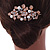 Bridal/ Wedding/ Prom/ Party Rose Gold Tone Clear Crystal, Simulated Pearl Floral Hair Comb - 75mm - view 3