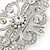 Bridal/ Wedding/ Prom/ Party Art Deco Style Rhodium Plated Austrian Crystal Barrette Hair Clip Grip - 80mm Across - view 3
