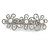Silver Tone Open Cut Clear Crystal, White Glass Pearl Flower Barrette Hair Clip Grip - 85mm Across - view 5