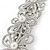 Silver Tone Open Cut Clear Crystal, White Glass Pearl Flower Barrette Hair Clip Grip - 85mm Across - view 4