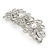 Silver Tone Open Cut Clear Crystal, White Glass Pearl Flower Barrette Hair Clip Grip - 85mm Across - view 9