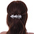 Silver Tone Open Cut Clear Crystal, White Glass Pearl Flower Barrette Hair Clip Grip - 85mm Across - view 7